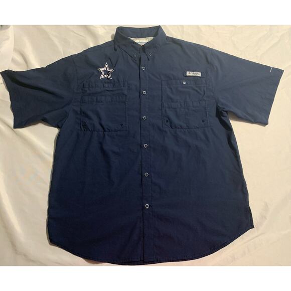 Columbia PFG Dallas Cowboys Shirt Men's M Blue Short Sleeve Vented NFL - Picture 1 of 6